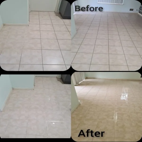 Before and after Tile and Grout Cleaning Perth showing deep-cleaned grout lines and polished tile floors with restored shine.