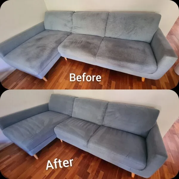 Upholstery cleaning Perth – before and after sofa cleaning results showing dirt removal and fresh look