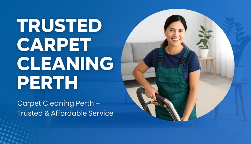 Professional carpet cleaning in Perth showing a freshly cleaned beige carpet in a modern living room with sofa, coffee table, and indoor plants – Trusted and affordable carpet cleaning service.